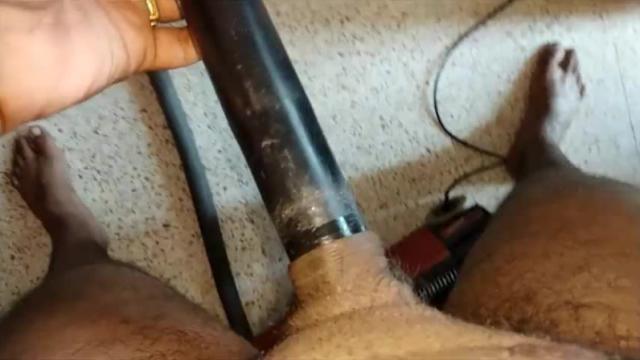 Vacuum cleaner sucking desi dick